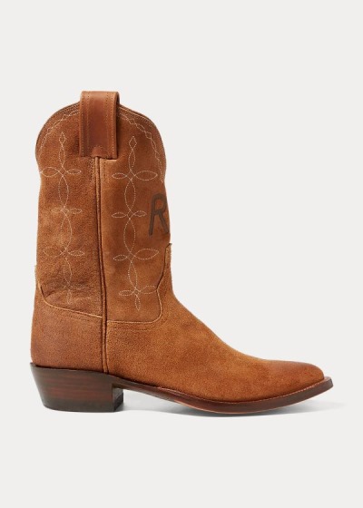 Pánské Kovbojské Boty Ralph Lauren Plainview Suede - 41983-JUNC